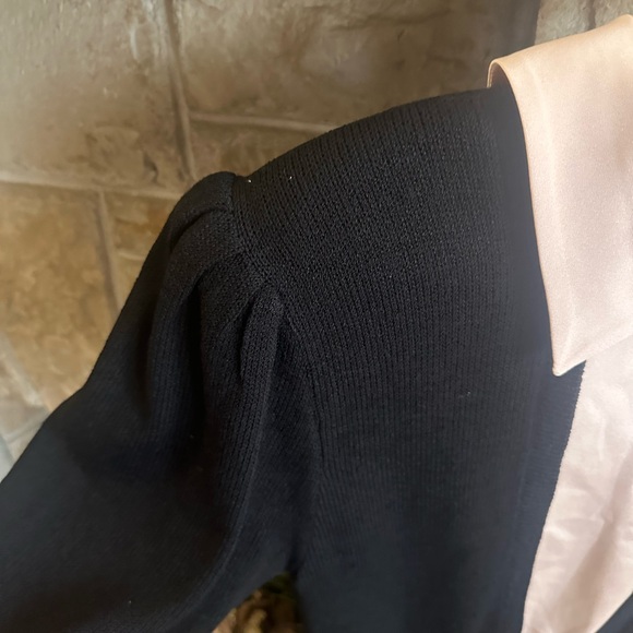 Vintage St John wool blend black collared dress 14 - Picture 3 of 7